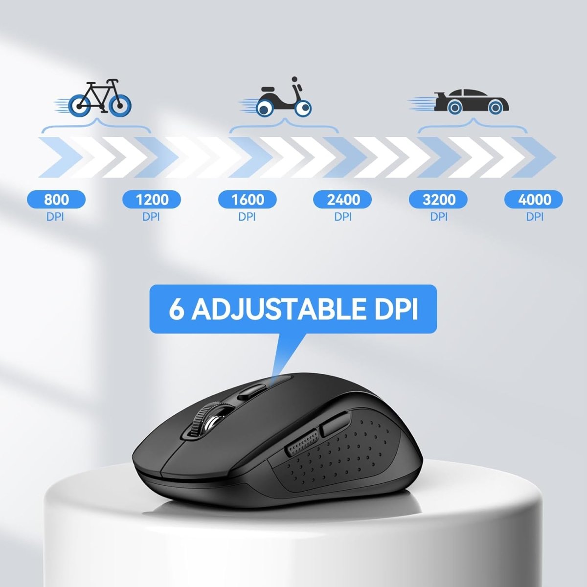TECKNETTECKNET Bluetooth Mouse, 4000DPI Wireless Mice for Laptop 2 - in - 1(BT 5.0/3.0+2.4Ghz) Computer Portable PC Mouse Wireless with USB Receiver for Mac (USB - A+Bluetooth, Black) - [Color/Material] [Main Feature] for [Target Device/Scenario]