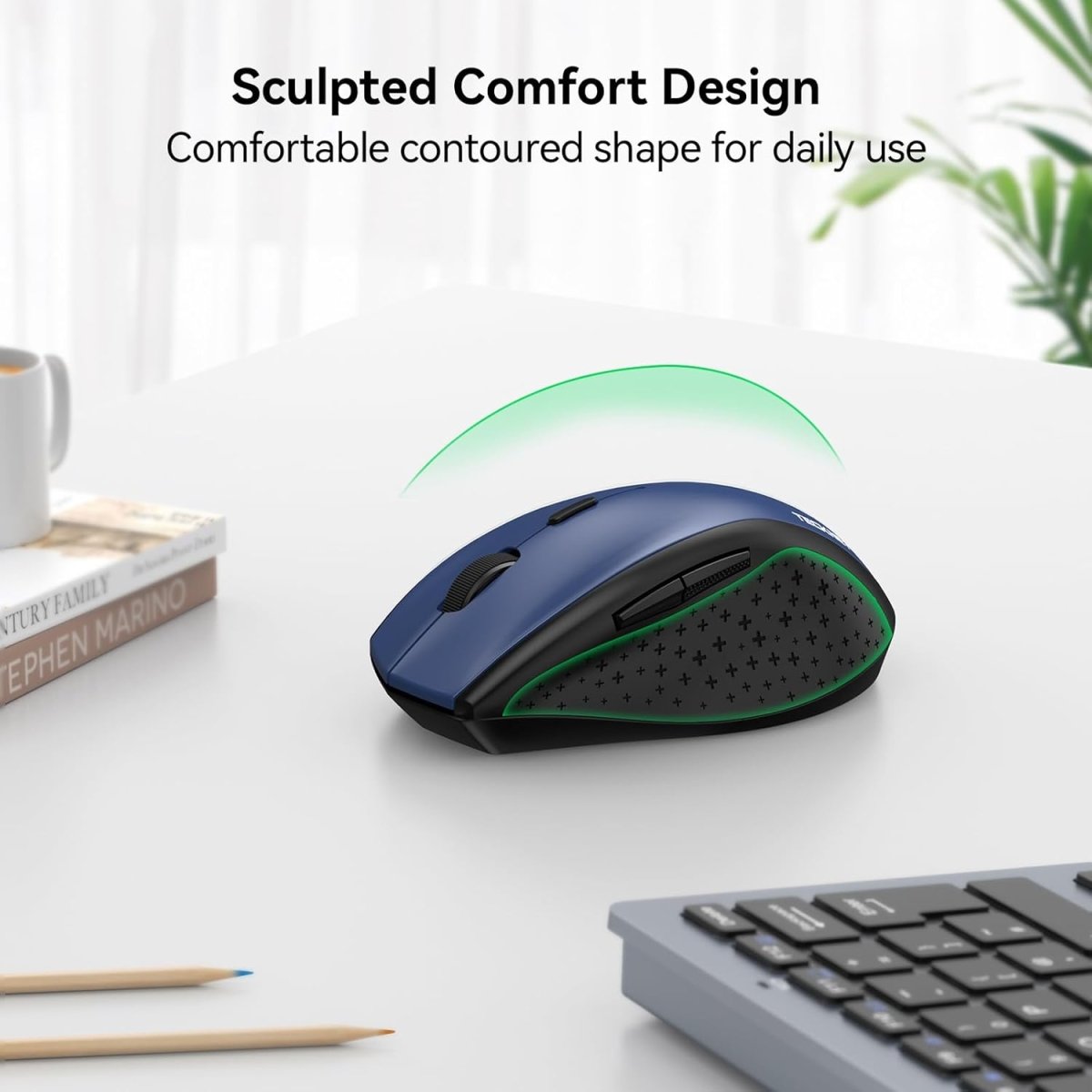 TECKNETTECKNET Bluetooth Mouse, 4000DPI Wireless Mice for Laptop 2 - in - 1(BT 5.0/3.0+2.4Ghz) Computer Portable PC Mouse Wireless with USB Receiver for Mac (USB - A+Bluetooth, Blue) - [Color/Material] [Main Feature] for [Target Device/Scenario]