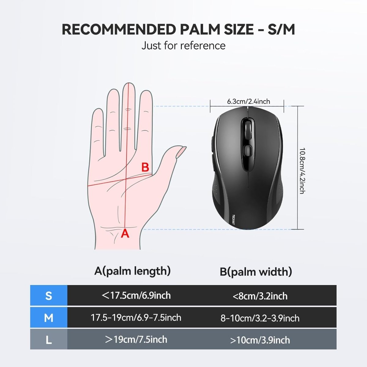 TECKNETTECKNET Bluetooth Mouse, 4000DPI Wireless Mice for Laptop 2 - in - 1(BT 5.0/3.0+2.4Ghz) Computer Portable PC Mouse Wireless with USB Receiver for Mac (USB - A+Bluetooth, Black) - [Color/Material] [Main Feature] for [Target Device/Scenario]
