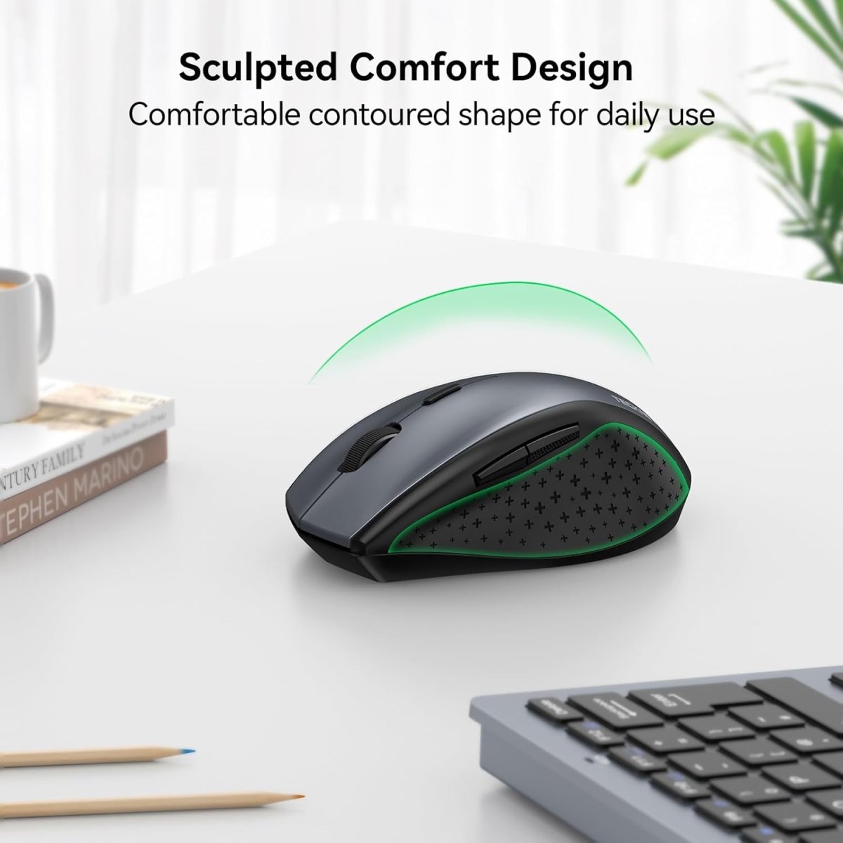 TECKNETTECKNET Bluetooth Mouse, 4000DPI Wireless Mice for Laptop 2 - in - 1(BT 5.0/3.0+2.4Ghz) Computer Portable PC Mouse Wireless with USB Receiver for Mac (USB - A+Bluetooth, Black) - [Color/Material] [Main Feature] for [Target Device/Scenario]