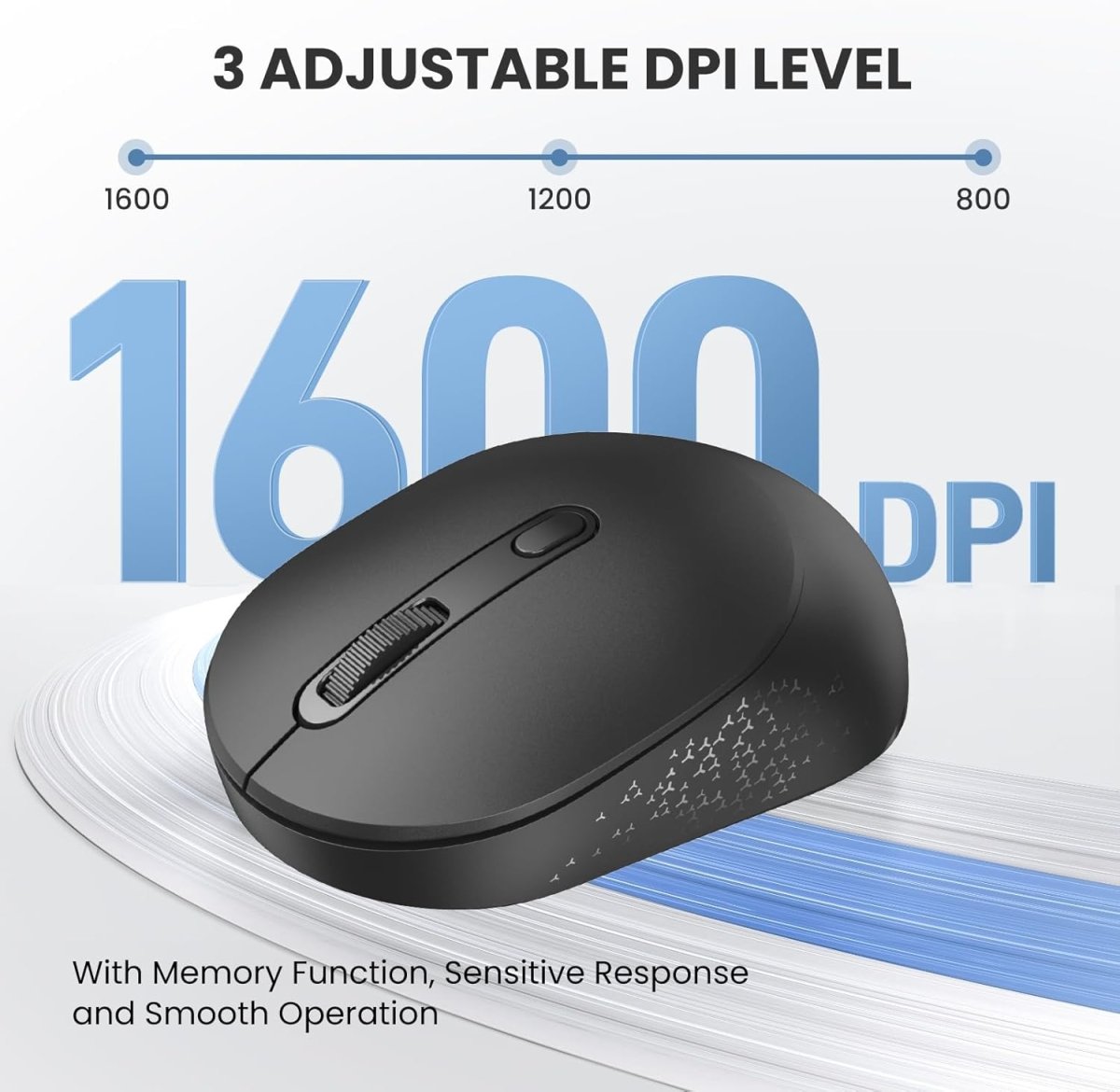 TECKNETTECKNET Bluetooth Wireless Mouse, Bluetooth 5.2 & 2.4G USB - A Receiver, Compact & Portable, Silent Click, Ergonomic Symmetrical Design, 18 - Month Battery, Adjustable DPI, Wide Compatibility - Black