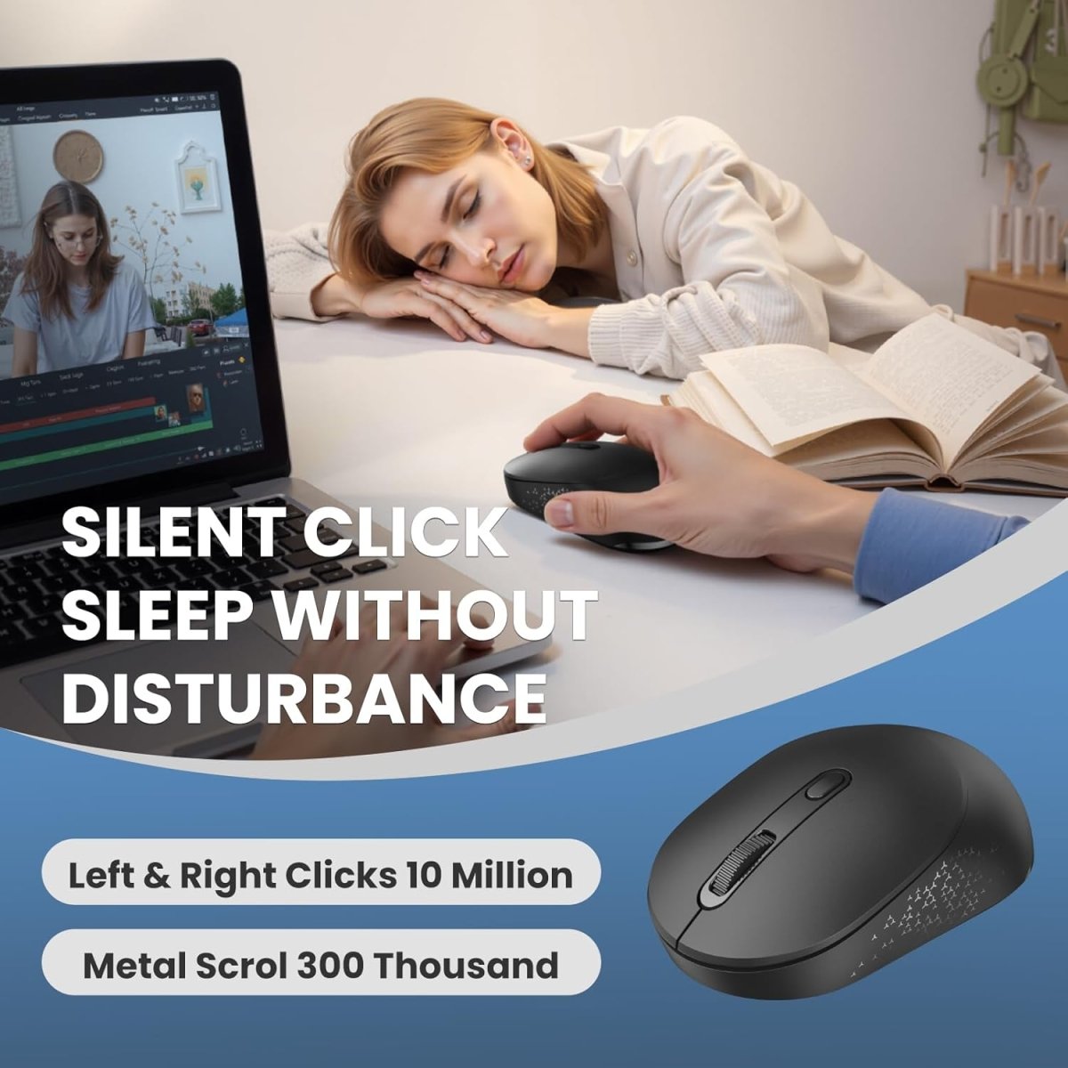 TECKNETTECKNET Bluetooth Wireless Mouse, Bluetooth 5.2 & 2.4G USB - A Receiver, Compact & Portable, Silent Click, Ergonomic Symmetrical Design, 18 - Month Battery, Adjustable DPI, Wide Compatibility - Black