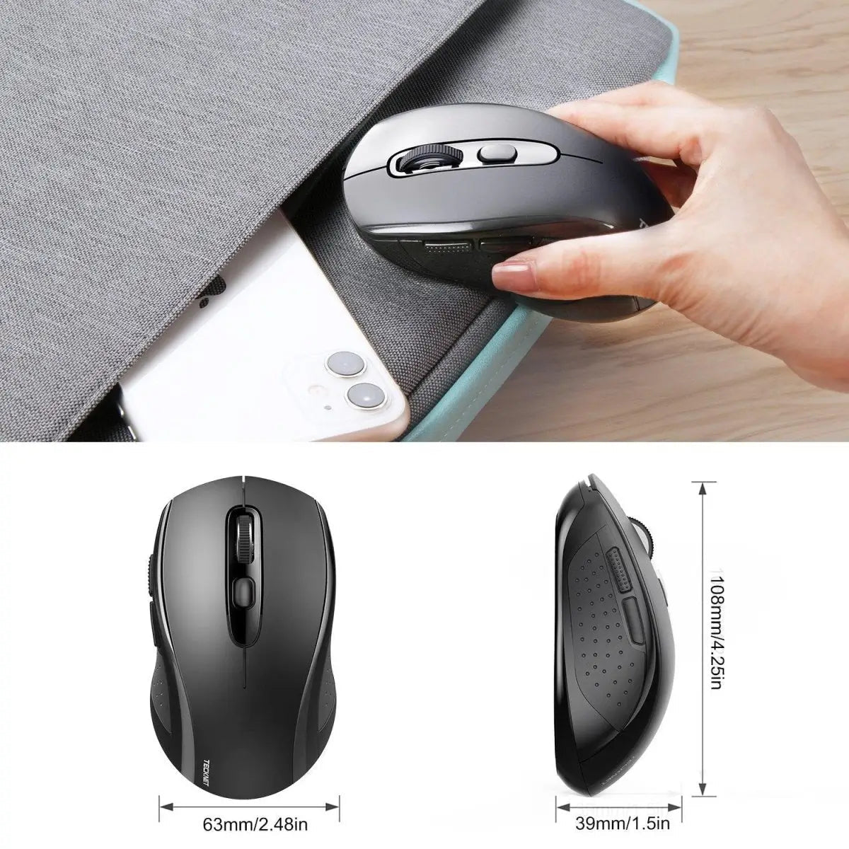 TECKNETTECKNET BT 5.0 2.4G 4000DPI Wireless Optical Mouse