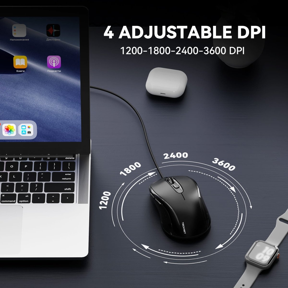 TECKNETTECKNET Ergonomic 3600 DPI USB Wired Mouse - [Color/Material] [Main Feature] for [Target Device/Scenario]