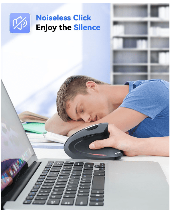 TECKNETTECKNET Ergonomic Mouse, 4800 DPI Silent Mouse 5 Adjustable DPI, Wireless Mouse 2.4G Vertical Mouse 6 Buttons Computer Mouse Wide Compatibility (Grey) - [Color/Material] [Main Feature] for [Target Device/Scenario]