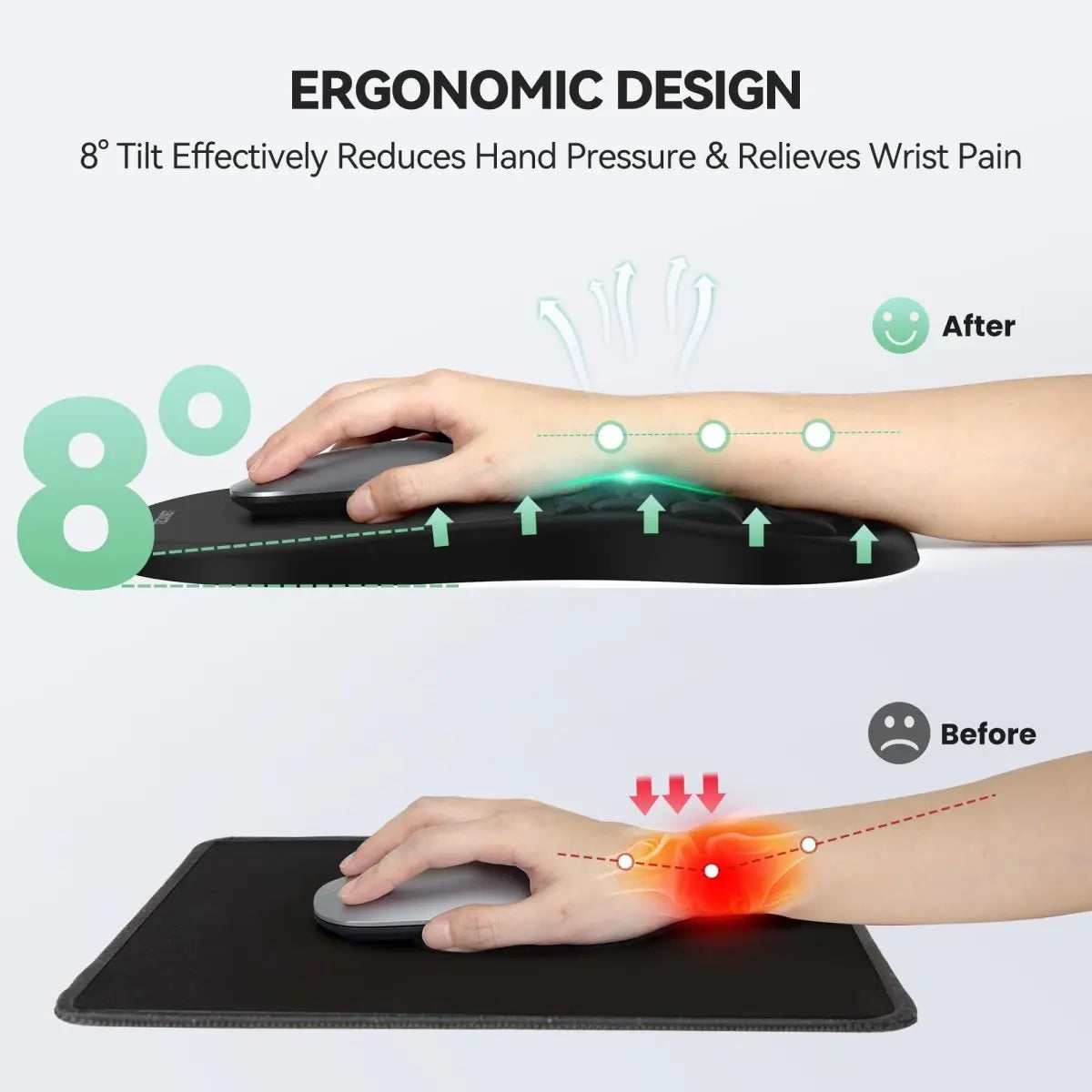TECKNETTECKNET Ergonomic Mouse Pad with Wrist Rest, Soft Mousepad with Massage Design - [Color/Material] [Main Feature] for [Target Device/Scenario]