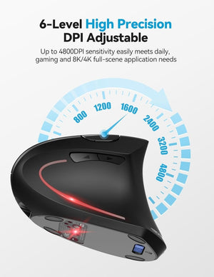 TECKNETTECKNET Ergonomic Mouse, Rechargeable 2.4G+Bluetooth Vertical Mice 6 DPI Adjustable - [Color/Material] [Main Feature] for [Target Device/Scenario]