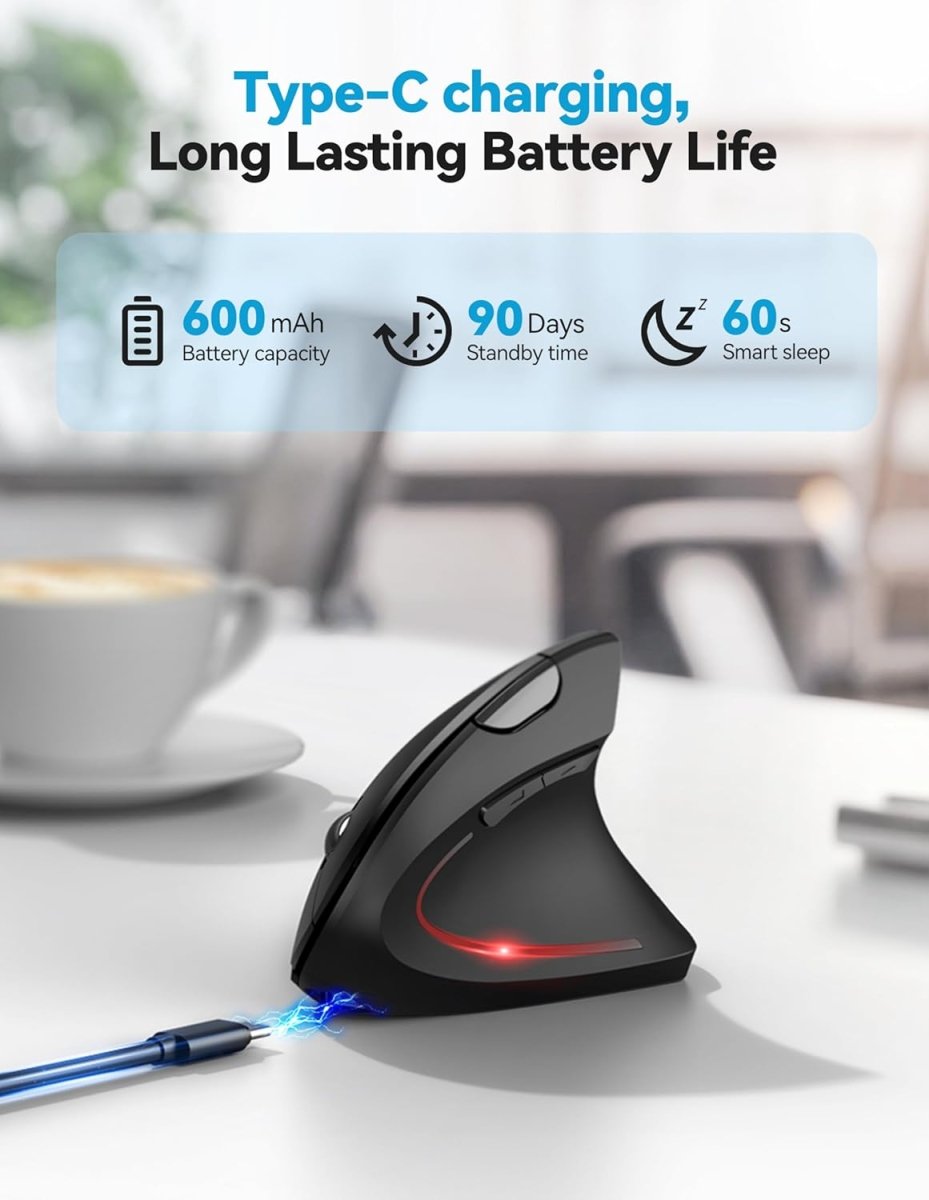 TECKNETTECKNET Ergonomic Mouse, Rechargeable 2.4G+Bluetooth Vertical Mice 6 DPI Adjustable - [Color/Material] [Main Feature] for [Target Device/Scenario]