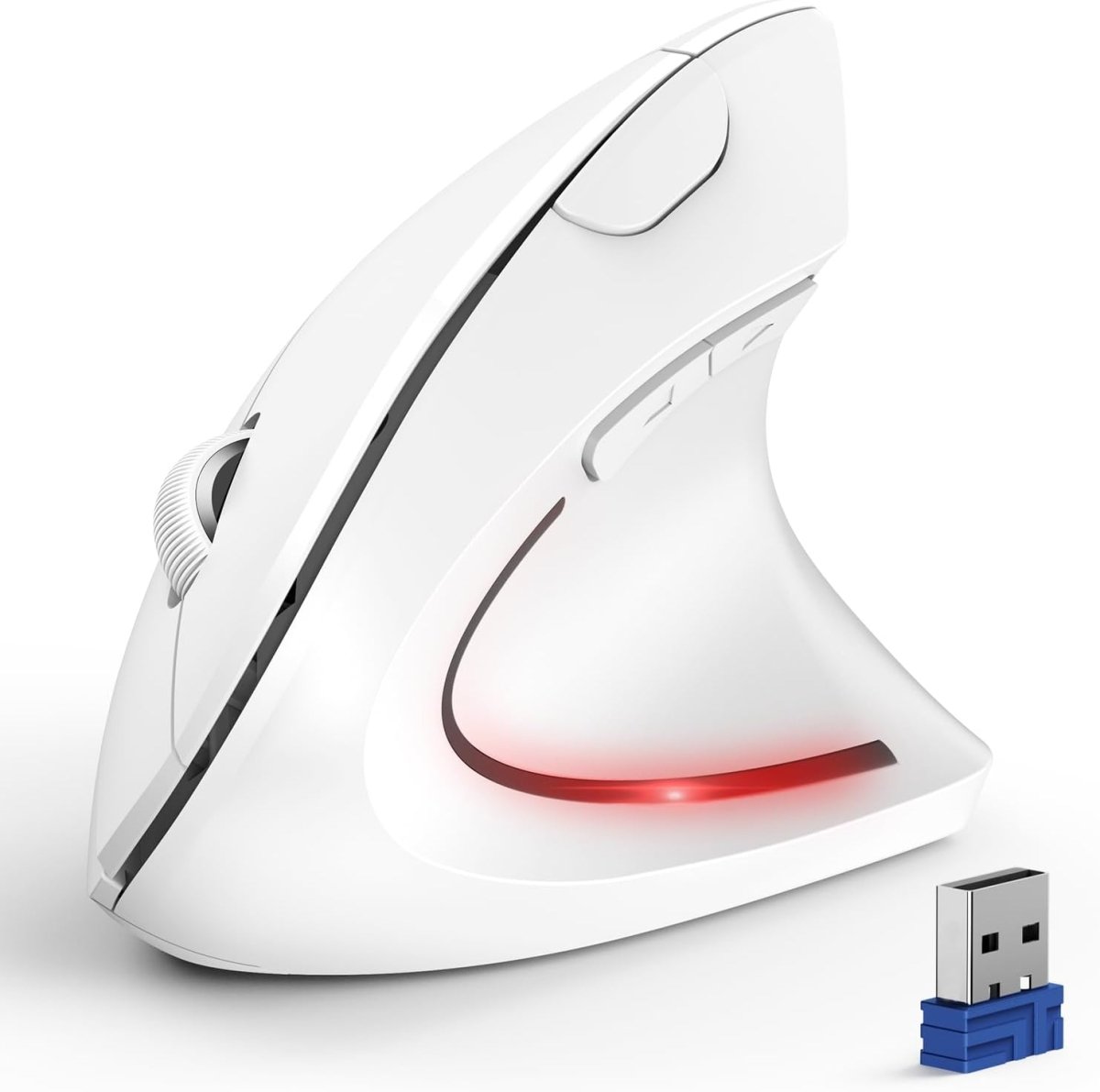 TECKNET Ergonomic Mouse, Wireless Bluetooth Vertical Mouse, 4800 DPI Optical Tracking, 6 Adjustable DPI, Quiet Clicks, 2.4GHz with USB A Receiver, 12 Months Battery, 6 Buttons, Wide