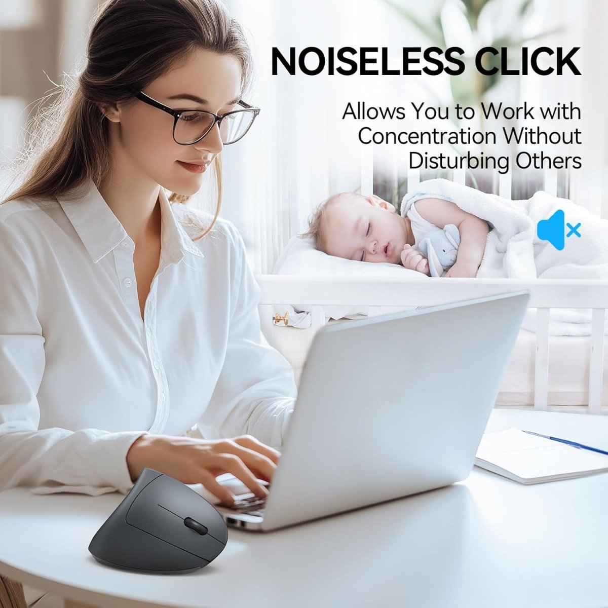 TECKNETTECKNET Ergonomic Mouse, Wireless Bluetooth Vertical Mouse, 4800 DPI Optical Tracking, 6 Adjustable DPI, Quiet Clicks, 2.4GHz with USB A Receiver, 12 Months Battery, 6 Buttons, Wide Compatibility