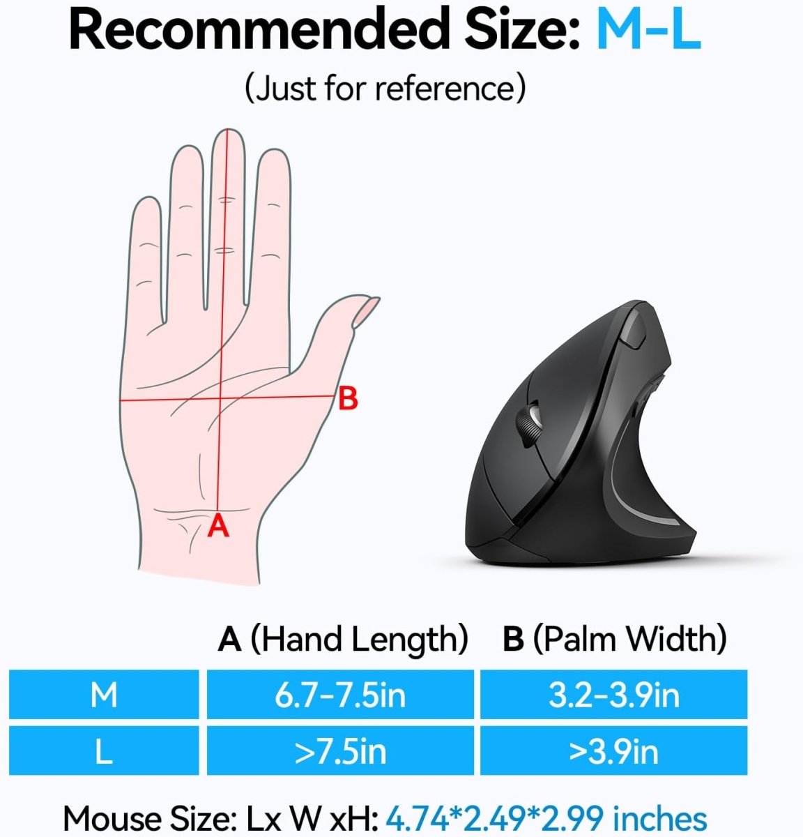 TECKNETTECKNET Ergonomic Mouse, Wireless Bluetooth Vertical Mouse, 4800 DPI Optical Tracking, 6 Adjustable DPI, Quiet Clicks, 2.4GHz with USB A Receiver, 12 Months Battery, 6 Buttons, Wide Compatibility - [Color/Material] [Main Feature] for [Target Device/Scenario]