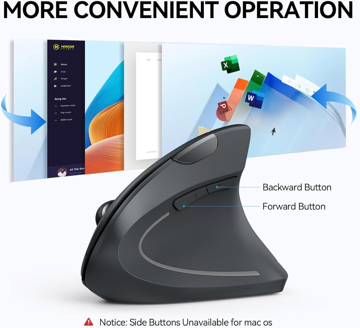 TECKNETTECKNET Ergonomic Mouse, Wireless Bluetooth Vertical Mouse, 4800 DPI Optical Tracking, 6 Adjustable DPI, Quiet Clicks, 2.4GHz with USB A Receiver, 12 Months Battery, 6 Buttons, Wide Compatibility