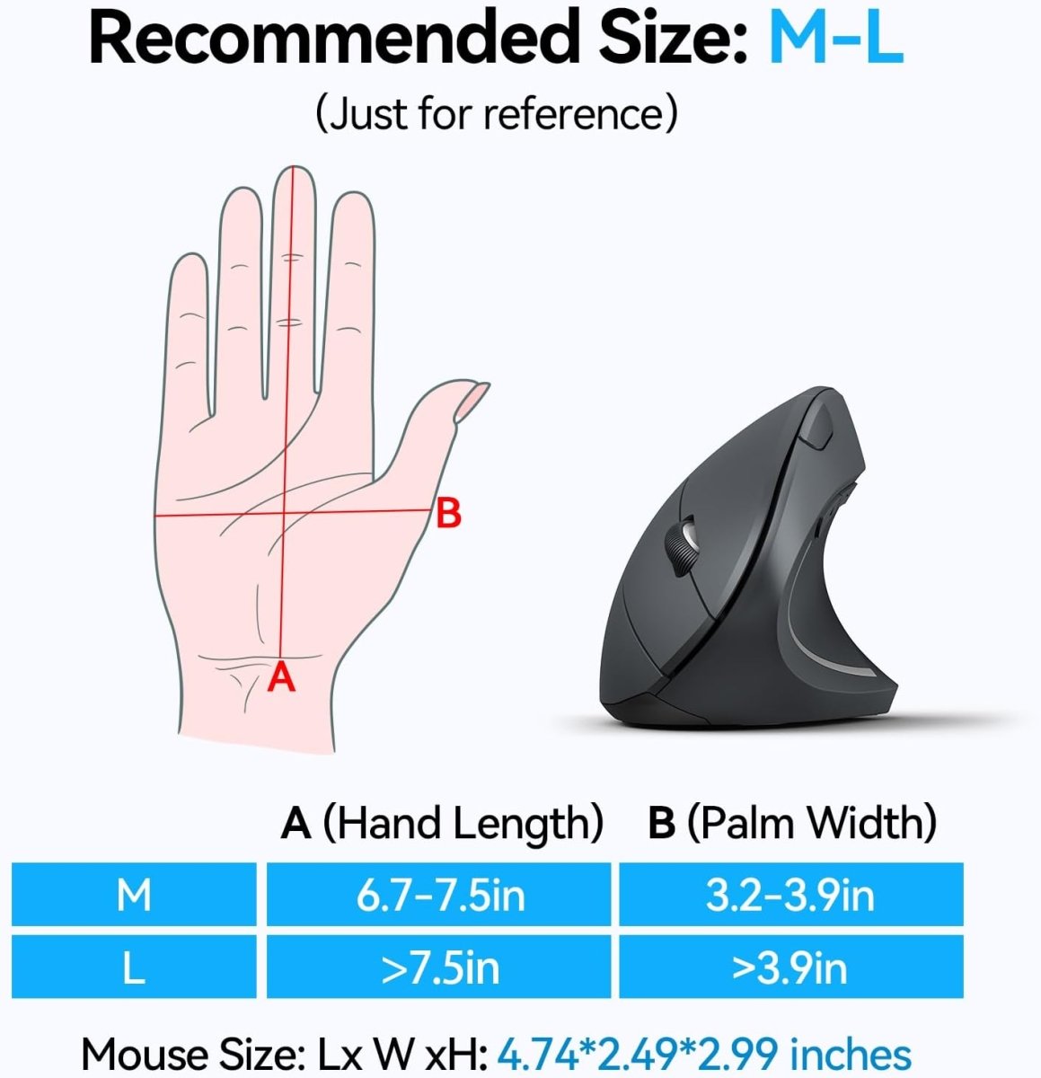 TECKNETTECKNET Ergonomic Mouse, Wireless Bluetooth Vertical Mouse, 4800 DPI Optical Tracking, 6 Adjustable DPI, Quiet Clicks, 2.4GHz with USB A Receiver, 12 Months Battery, 6 Buttons, Wide Compatibility