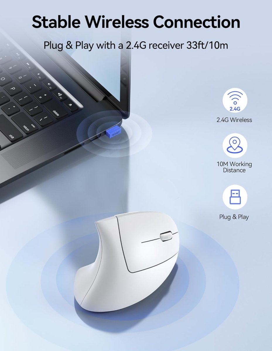 TECKNETTECKNET Ergonomic Mouse Wireless, Rechargeable Mouse Silent for Carpal Tunnel Right Hand, 2.4GHz USB Vertical Mouse Wireless for Laptop, 5 Adjustable 4800 DPI, Computer, MacBook, Desktop - [Color/Material] [Main Feature] for [Target Device/Scenario]