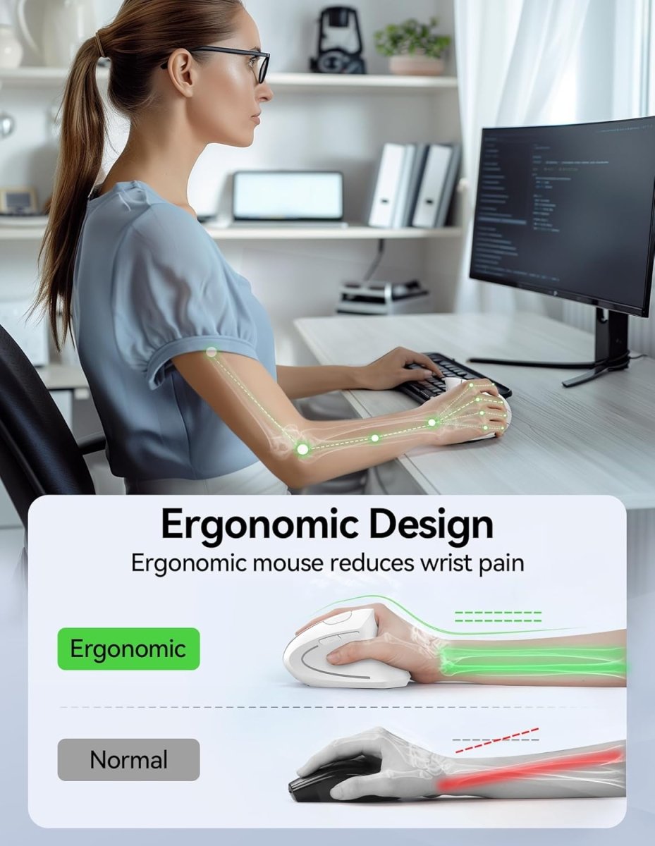 TECKNETTECKNET Ergonomic Mouse Wireless, Rechargeable Mouse Silent for Carpal Tunnel Right Hand, 2.4GHz USB Vertical Mouse Wireless for Laptop, 5 Adjustable 4800 DPI, Computer, MacBook, Desktop - [Color/Material] [Main Feature] for [Target Device/Scenario]