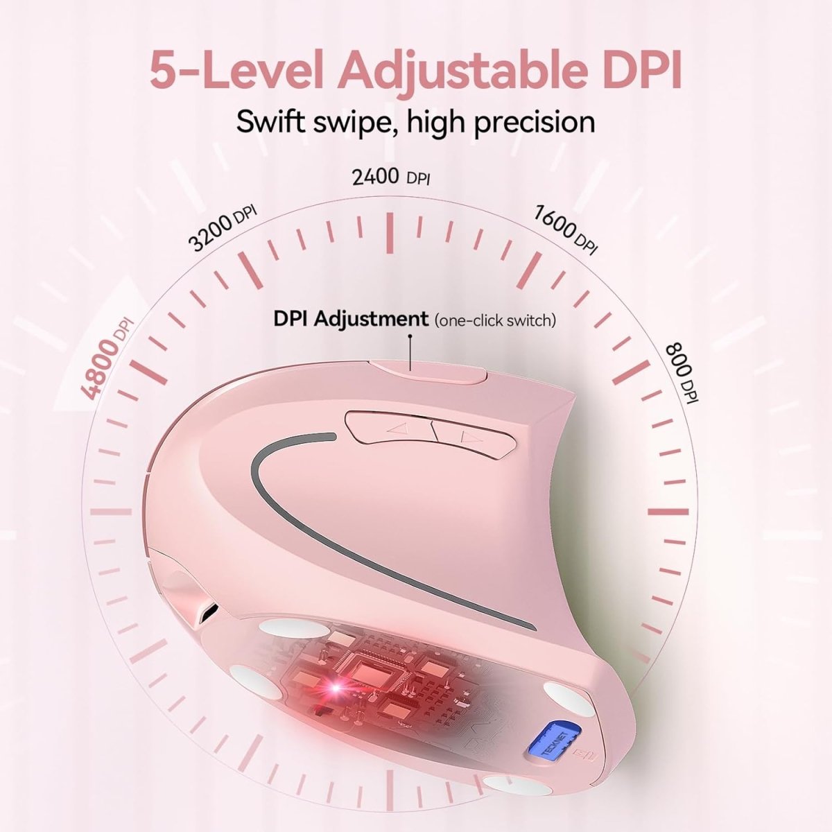 TECKNETTECKNET Ergonomic Mouse Wireless, Rechargeable Mouse Silent for Carpal Tunnel Right Hand, 2.4GHz USB Vertical Mouse Wireless for Laptop, 5 Adjustable 4800 DPI, Computer, MacBook, Desktop - [Color/Material] [Main Feature] for [Target Device/Scenario]