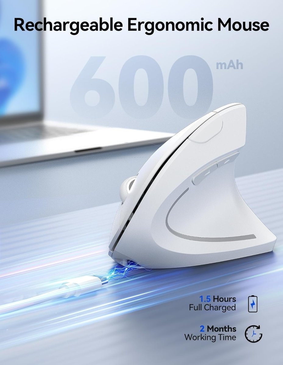 TECKNETTECKNET Ergonomic Mouse Wireless, Rechargeable Mouse Silent for Carpal Tunnel Right Hand, 2.4GHz USB Vertical Mouse Wireless for Laptop, 5 Adjustable 4800 DPI, Computer, MacBook, Desktop - [Color/Material] [Main Feature] for [Target Device/Scenario]