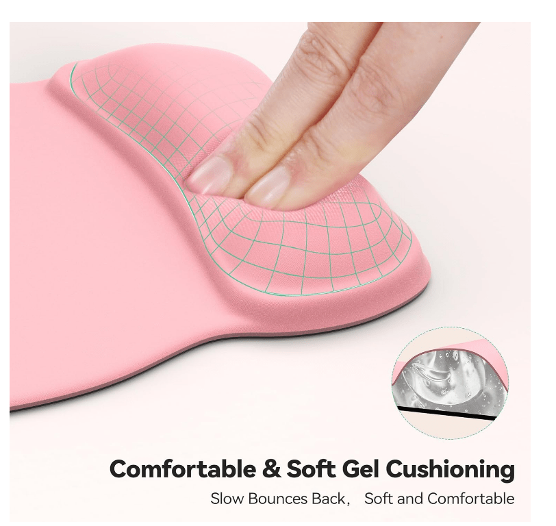 TECKNETTECKNET Gel Mouse Pad with Wrist Rest, Ergonomic Office Mousepad with Wrist Support - Non - Slip & Smooth Surface Comfortable Desk Accessories Mat for Office, Gaming and Study - Pink - [Color/Material] [Main Feature] for [Target Device/Scenario]