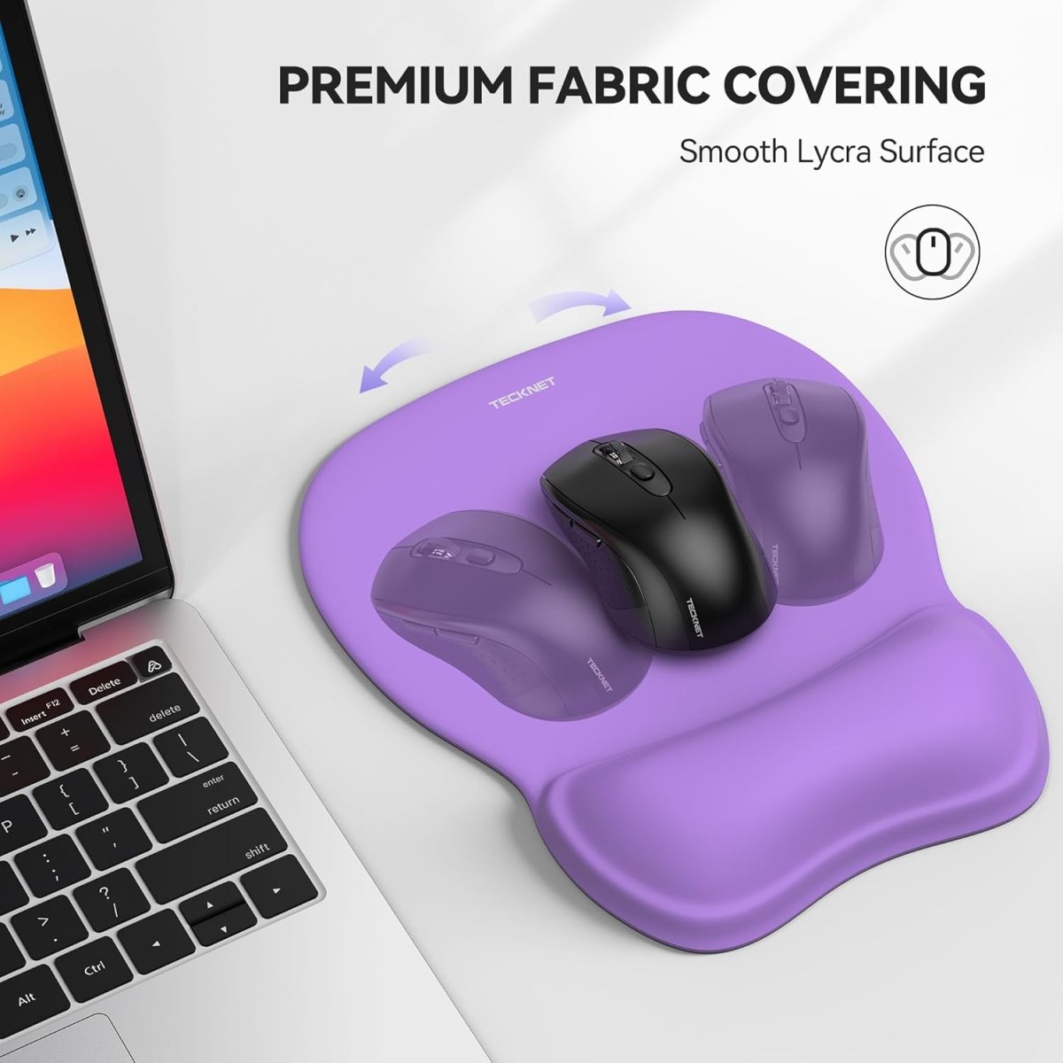 TECKNETTECKNET Gel Mouse Pad with Wrist Rest, Ergonomic Office Mousepad with Wrist Support - Non - Slip & Smooth Surface Comfortable Desk Accessories Mat for Office, Gaming and Study - Purple - [Color/Material] [Main Feature] for [Target Device/Scenario]