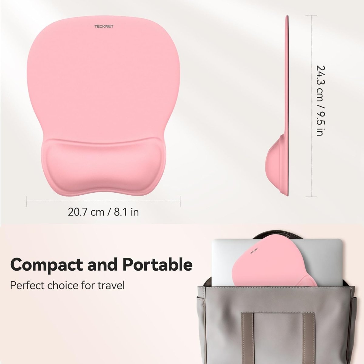 TECKNETTECKNET Gel Mouse Pad with Wrist Rest, Ergonomic Office Mousepad with Wrist Support - Non - Slip & Smooth Surface Comfortable Desk Accessories Mat for Office, Gaming and Study - Pink - [Color/Material] [Main Feature] for [Target Device/Scenario]