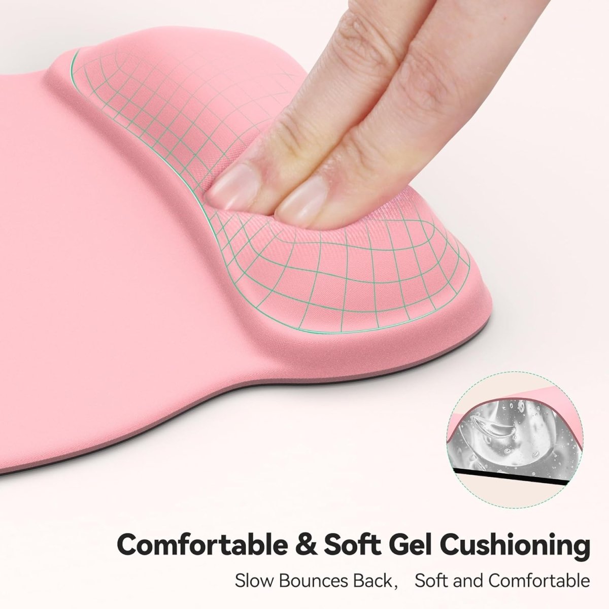 TECKNETTECKNET Gel Mouse Pad with Wrist Rest, Ergonomic Office Mousepad with Wrist Support - Non - Slip & Smooth Surface Comfortable Desk Accessories Mat for Office, Gaming and Study - Pink - [Color/Material] [Main Feature] for [Target Device/Scenario]