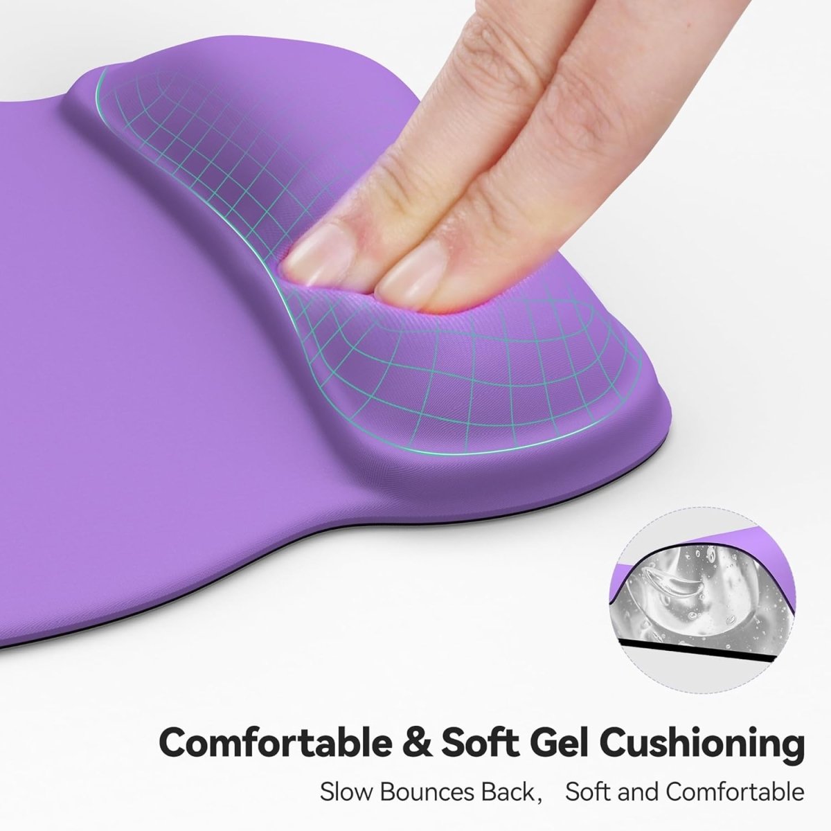 TECKNETTECKNET Gel Mouse Pad with Wrist Rest, Ergonomic Office Mousepad with Wrist Support - Non - Slip & Smooth Surface Comfortable Desk Accessories Mat for Office, Gaming and Study - Purple - [Color/Material] [Main Feature] for [Target Device/Scenario]