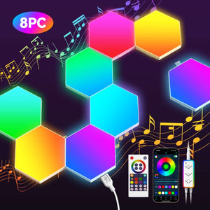 TECKNETTECKNET Hexagon LED Lights,8 Pack RGB Gaming Hex Wall Light Panels Sync to Music,Smart Lights with APP & Remote & Wired Control - [Color/Material] [Main Feature] for [Target Device/Scenario]
