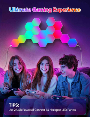 TECKNETTECKNET Hexagon LED Lights,8 Pack RGB Gaming Hex Wall Light Panels Sync to Music,Smart Lights with APP & Remote & Wired Control - [Color/Material] [Main Feature] for [Target Device/Scenario]