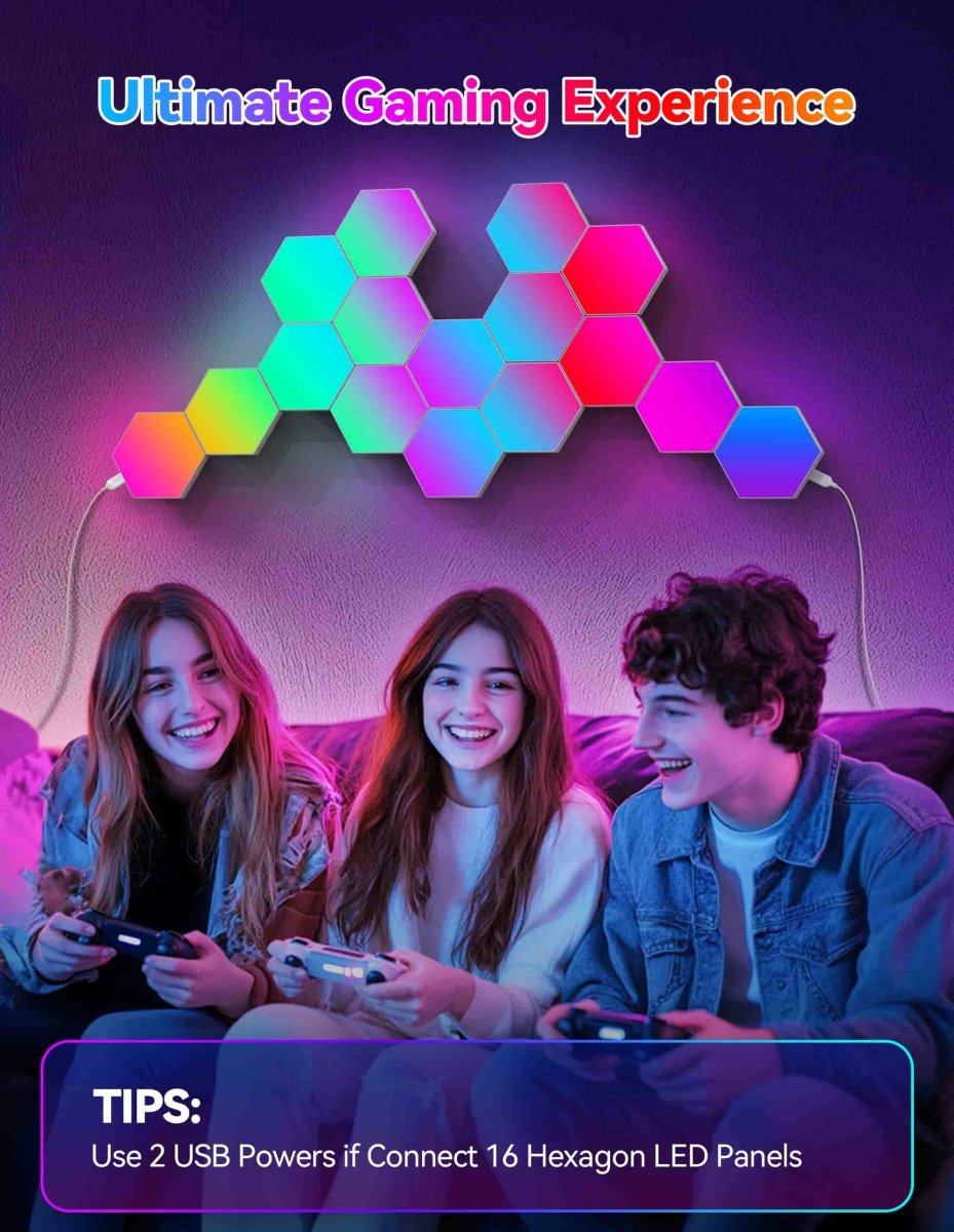 TECKNETTECKNET Hexagon LED Lights,8 Pack RGB Gaming Hex Wall Light Panels Sync to Music,Smart Lights with APP & Remote & Wired Control - [Color/Material] [Main Feature] for [Target Device/Scenario]