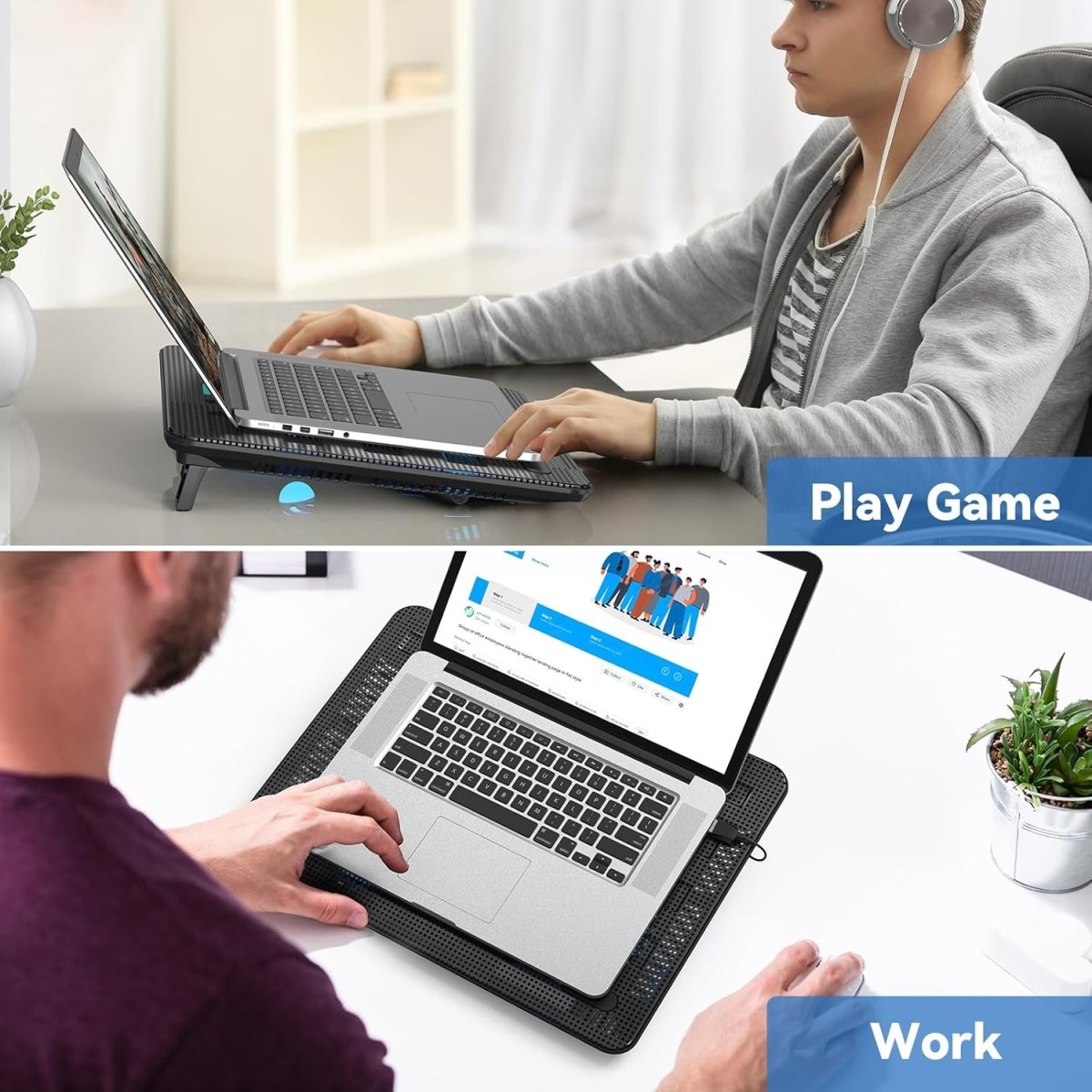 TECKNETTECKNET Laptop Cooling Pad, Portable Slim Quiet USB Powered Laptop Notebook Cooler Cooling Pad Stand Chill Mat with 3 Blue LED Fans, Fits 12 - 17 Inches - [Color/Material] [Main Feature] for [Target Device/Scenario]