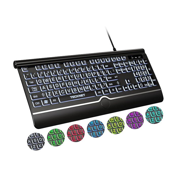 TECKNETTECKNET Large Print Backlit Keyboard, Wired - [Color/Material] [Main Feature] for [Target Device/Scenario]