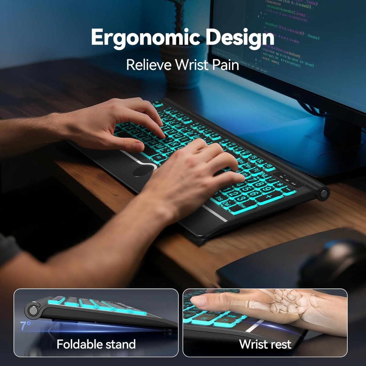 TECKNETTECKNET Large Print Backlit Keyboard, Wired - [Color/Material] [Main Feature] for [Target Device/Scenario]