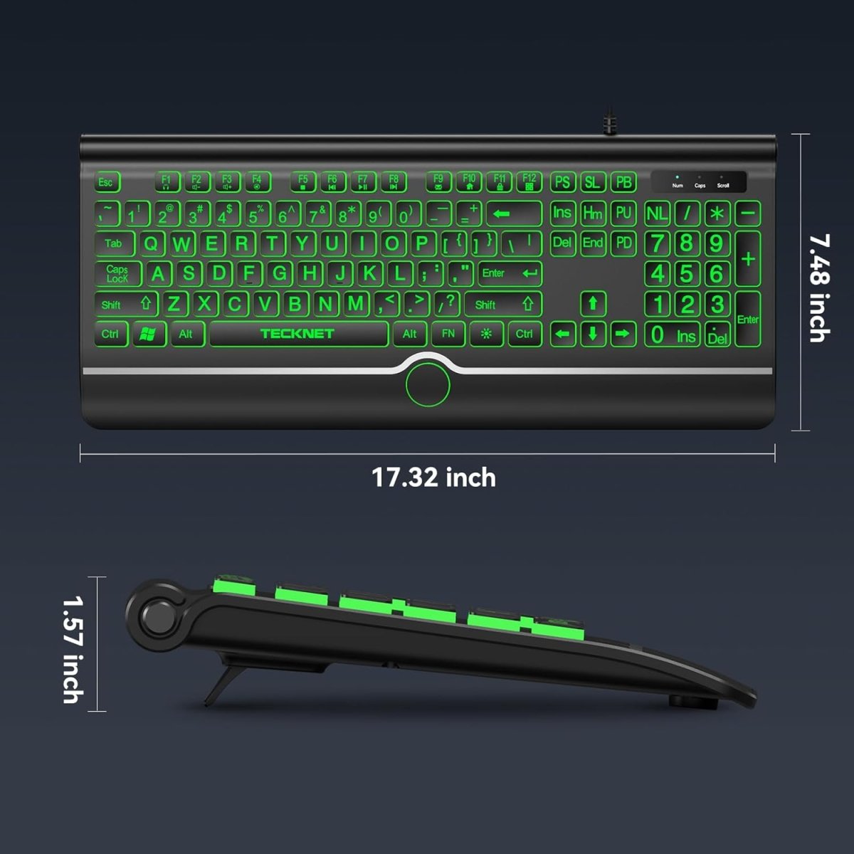 TECKNETTECKNET Large Print Backlit Keyboard, Wired - [Color/Material] [Main Feature] for [Target Device/Scenario]