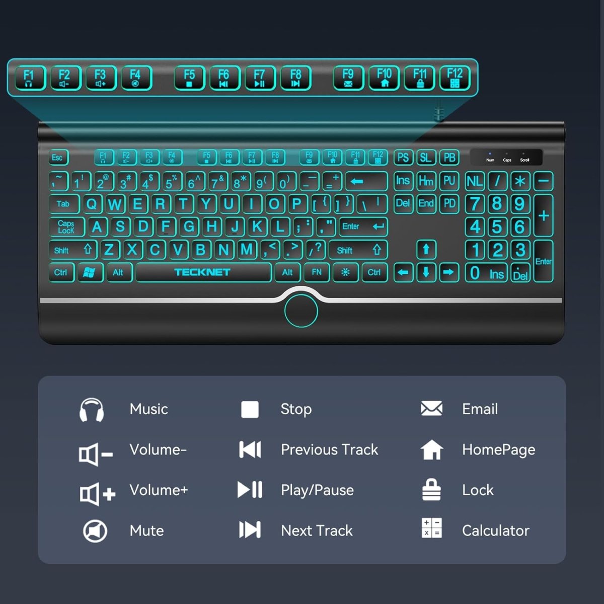 TECKNETTECKNET Large Print Backlit Keyboard, Wired - [Color/Material] [Main Feature] for [Target Device/Scenario]