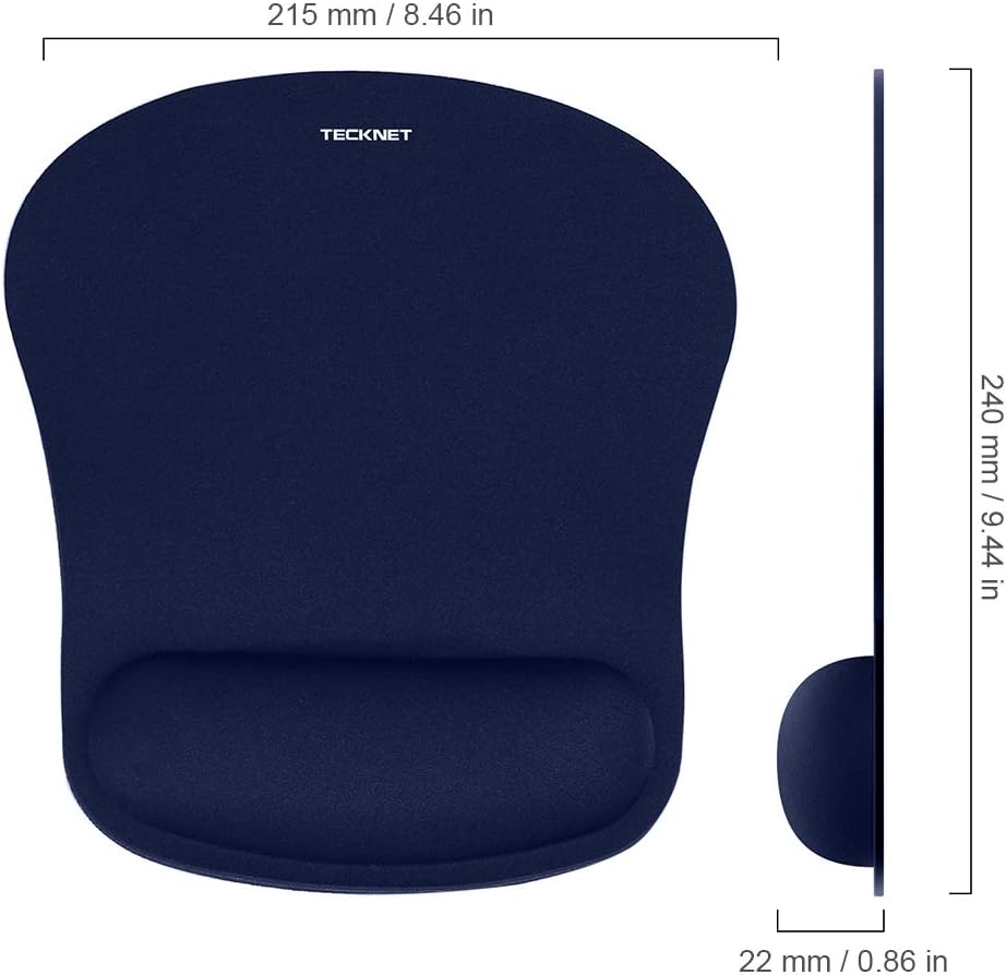 TECKNETTECKNET Mouse Pad with Wrist Support, Ergonomic Gaming Mouse Pad Pain Relief, Portable Comfortable Mousepad for Computer, Laptop, Office, Home and Travel, Non - Slip Base, Waterproof Surface, Blue - [Color/Material] [Main Feature] for [Target Device/Scenario]
