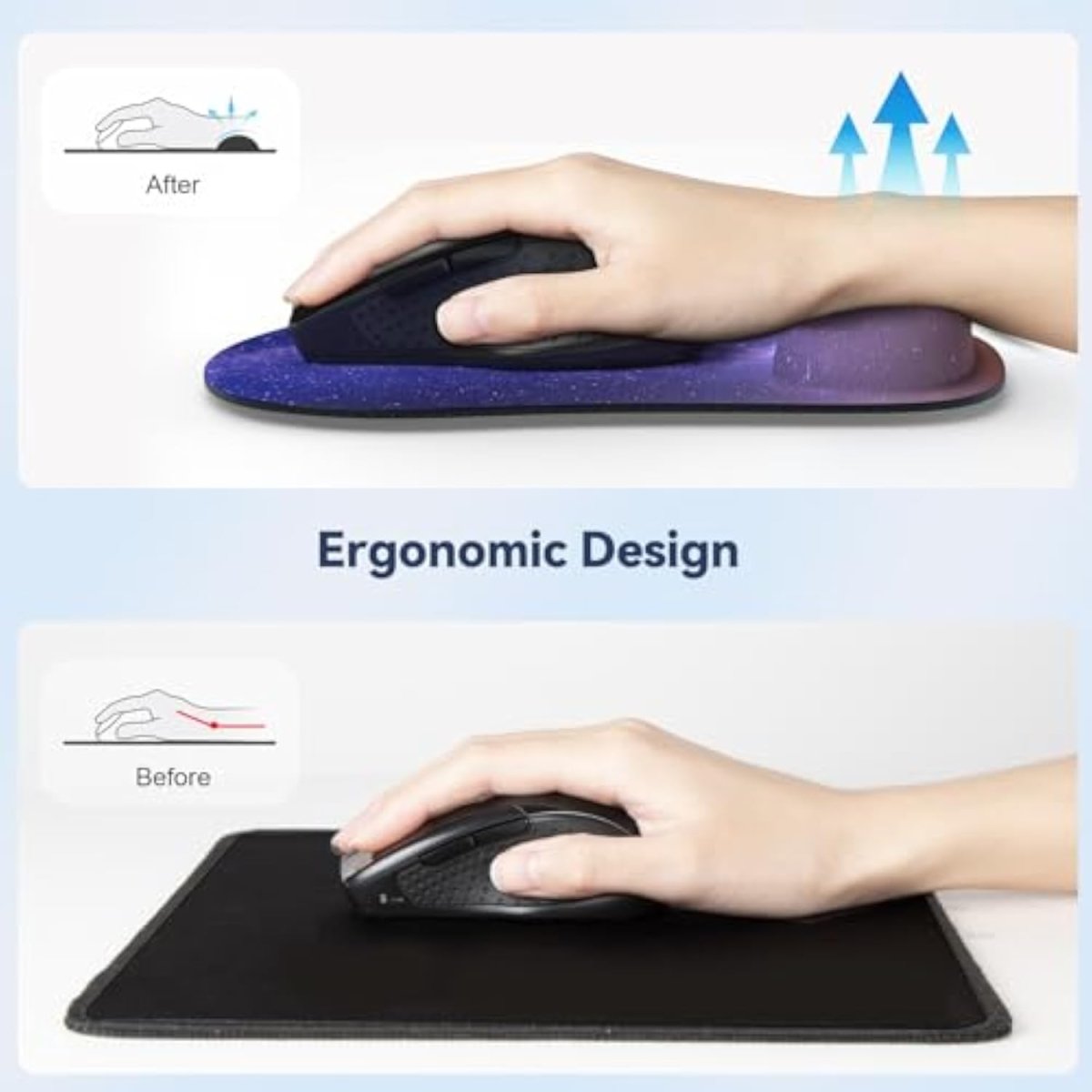 TECKNETTECKNET Mouse Pad with Wrist Support, Ergonomic Gaming Mouse Pad Pain Relief, Portable Comfortable Mousepad for Computer, Laptop, Office, Home - Non - Slip Base, Waterproof Surface - [Color/Material] [Main Feature] for [Target Device/Scenario]