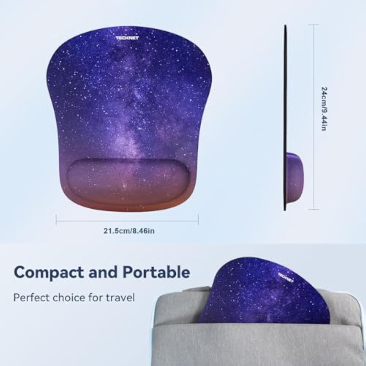 TECKNETTECKNET Mouse Pad with Wrist Support, Ergonomic Gaming Mouse Pad Pain Relief, Portable Comfortable Mousepad for Computer, Laptop, Office, Home - Non - Slip Base, Waterproof Surface - [Color/Material] [Main Feature] for [Target Device/Scenario]