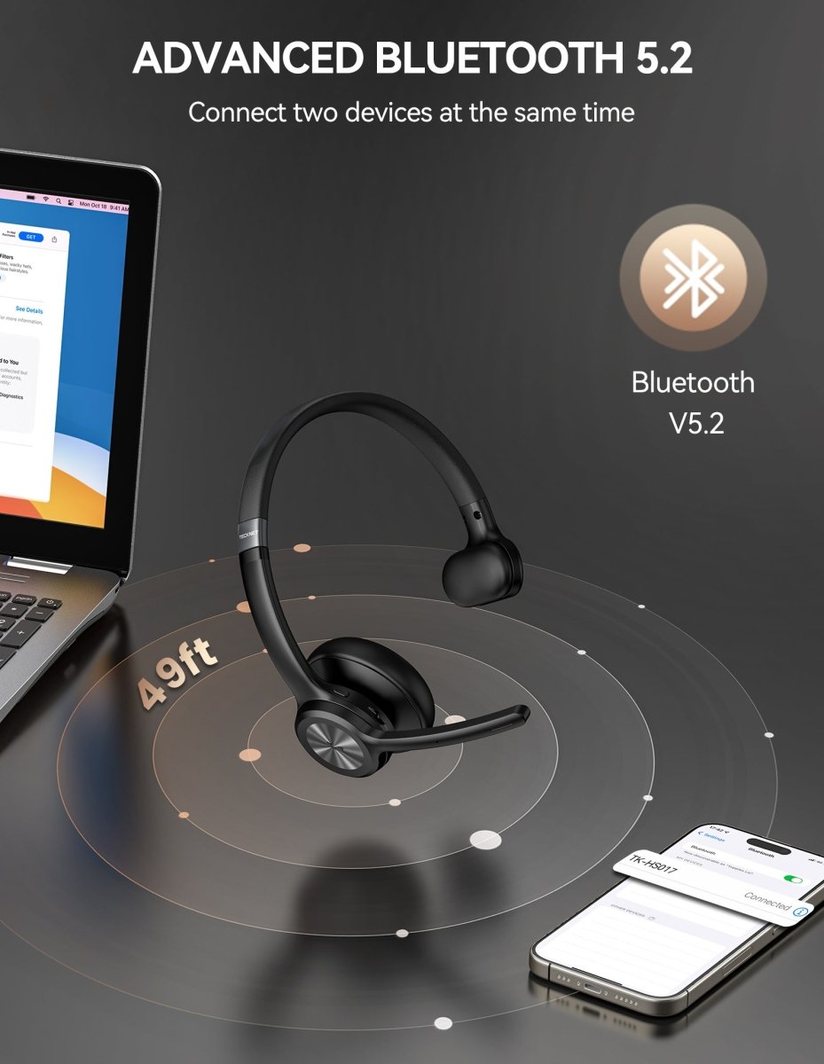 TECKNETTECKNET Multi - Scenario Single - Ear Wireless Headset with Mic - [Color/Material] [Main Feature] for [Target Device/Scenario]