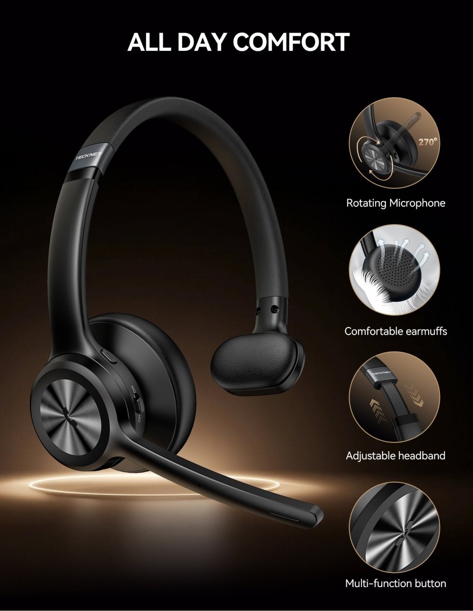 TECKNETTECKNET Multi - Scenario Single - Ear Wireless Headset with Mic - [Color/Material] [Main Feature] for [Target Device/Scenario]