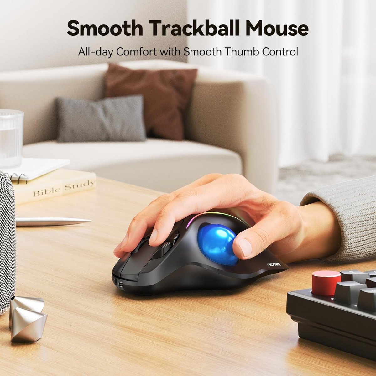 TECKNETTECKNET Pro Wireless Trackball Mouse, Bluetooth Mouse with Ergonomic Thumb Control - [Color/Material] [Main Feature] for [Target Device/Scenario]