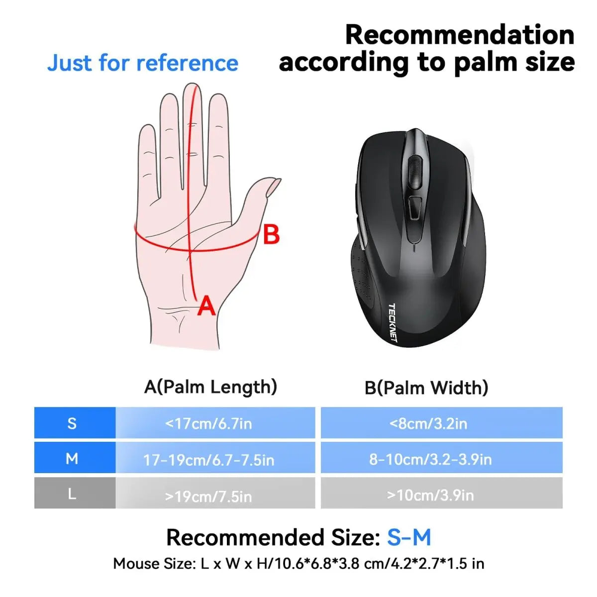 TECKNET rechargeable jiggler wireless mouse with dual bluetooth and 2.4G connectivity. Features 4800 DPI silent tracking and 6 buttons for laptop or PC setup.