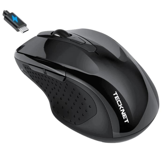 TECKNETTECKNET Rechargeable Jiggler Wireless Mouse (BT5.0/3.0 & 2.4G) 4800 DPI Silent USB A & Bluetooth Mouse 6 Buttons