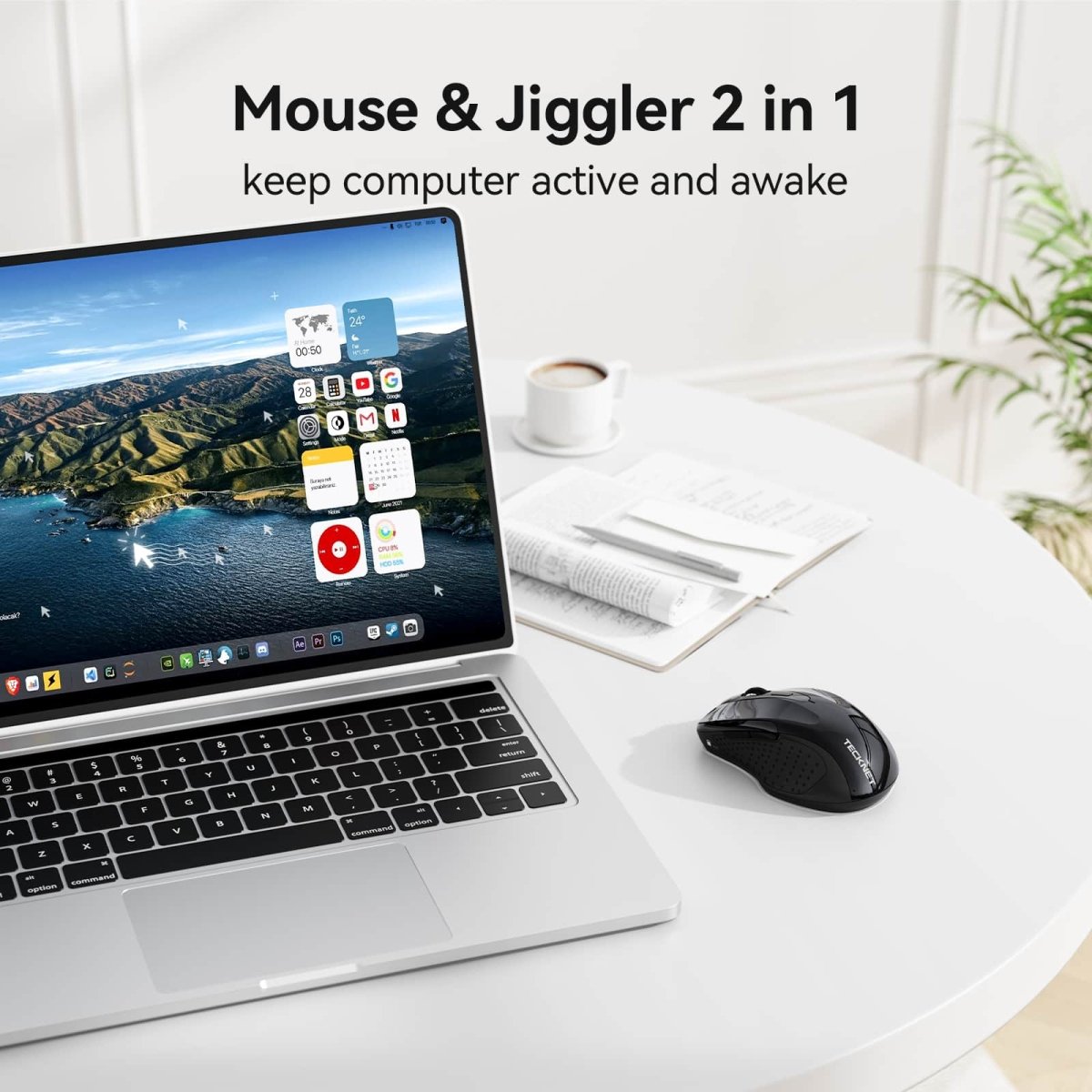 TECKNETTECKNET Rechargeable Jiggler Wireless Mouse (BT5.0/3.0 & 2.4G) 4800 DPI Silent USB A & Bluetooth Mouse 6 Buttons - [Color/Material] [Main Feature] for [Target Device/Scenario]