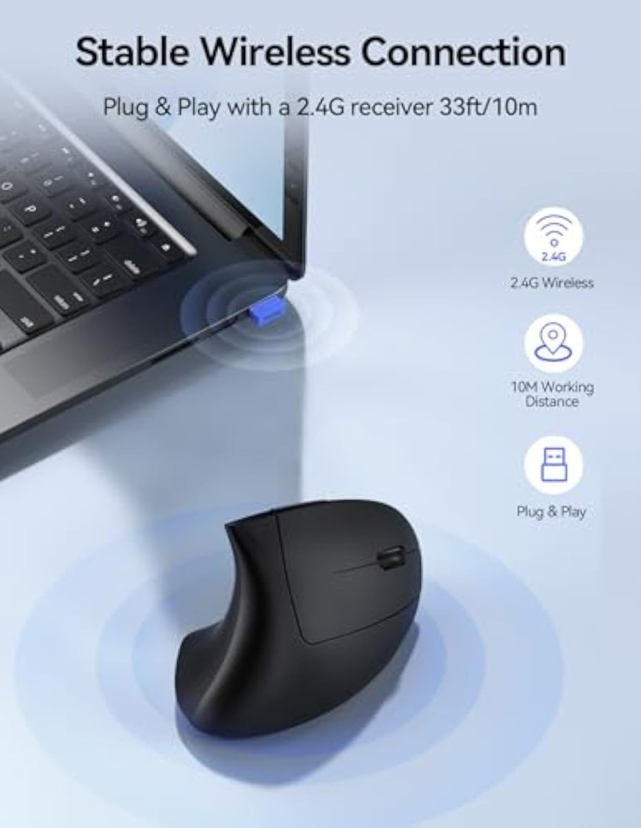 TECKNETTECKNET Rechargeable Wireless Ergonomic Mouse - [Color/Material] [Main Feature] for [Target Device/Scenario]