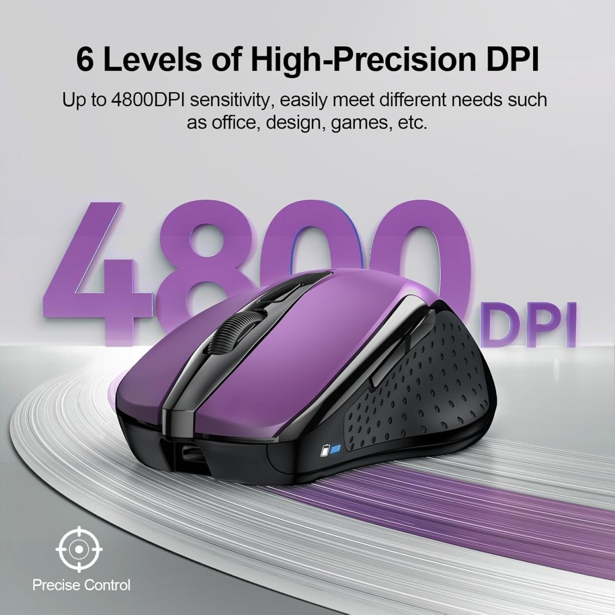 TECKNETTECKNET Rechargeable Wireless Mouse,USB - A Silent Mouse, Quiet Click, 6 Adjustable 4800 DPI, Cordless Computer Mouse, Ergonomic Mouse for Laptop, 6 Buttons 2.4G Mouse for Chromebook, Ergo Grip - Purple - [Color/Material] [Main Feature] for [Target Device/Scenario]