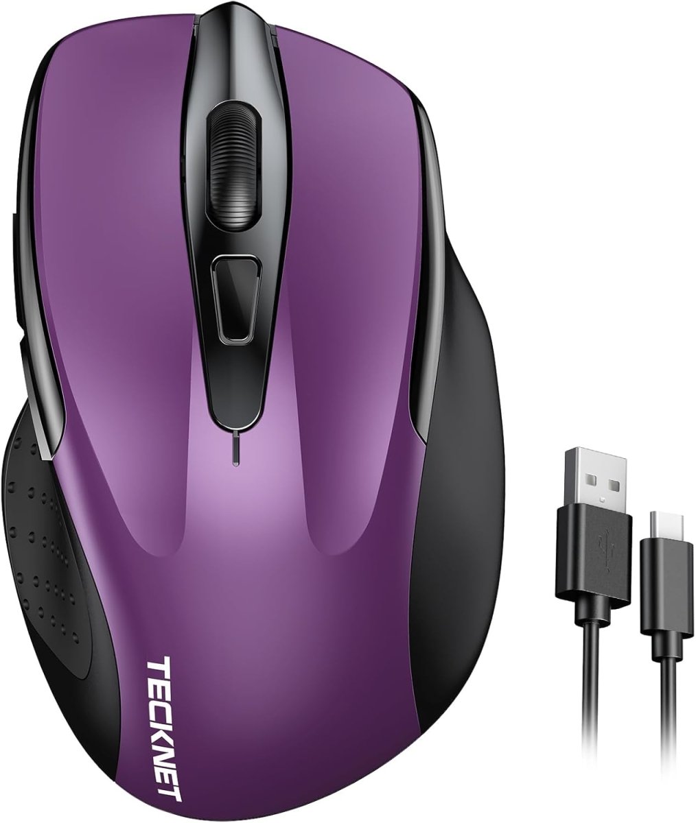 TECKNETTECKNET Rechargeable Wireless Mouse,USB - A Silent Mouse, Quiet Click, 6 Adjustable 4800 DPI, Cordless Computer Mouse, Ergonomic Mouse for Laptop, 6 Buttons 2.4G Mouse for Chromebook, Ergo Grip - Purple - [Color/Material] [Main Feature] for [Target Device/Scenario]