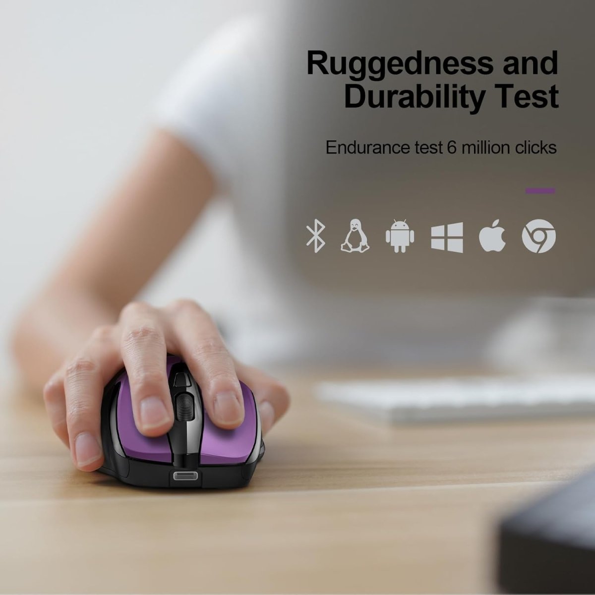 TECKNETTECKNET Rechargeable Wireless Mouse,USB - A Silent Mouse, Quiet Click, 6 Adjustable 4800 DPI, Cordless Computer Mouse, Ergonomic Mouse for Laptop, 6 Buttons 2.4G Mouse for Chromebook, Ergo Grip - Purple - [Color/Material] [Main Feature] for [Target Device/Scenario]