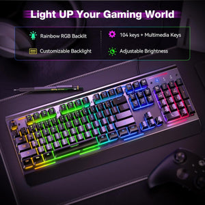 TECKNETTECKNET RGB Gaming Keyboard - [Color/Material] [Main Feature] for [Target Device/Scenario]