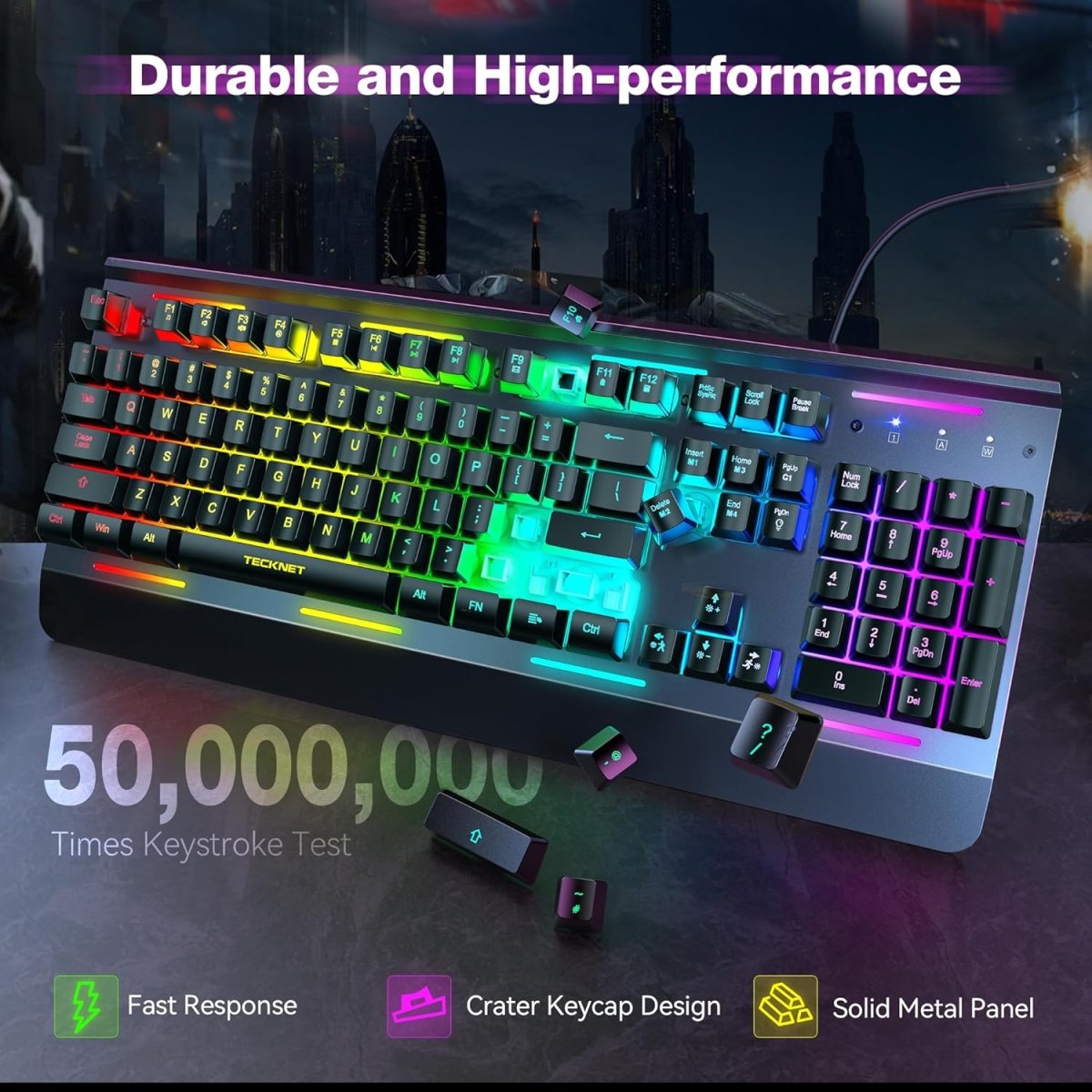 TECKNETTECKNET RGB Gaming Keyboard - [Color/Material] [Main Feature] for [Target Device/Scenario]