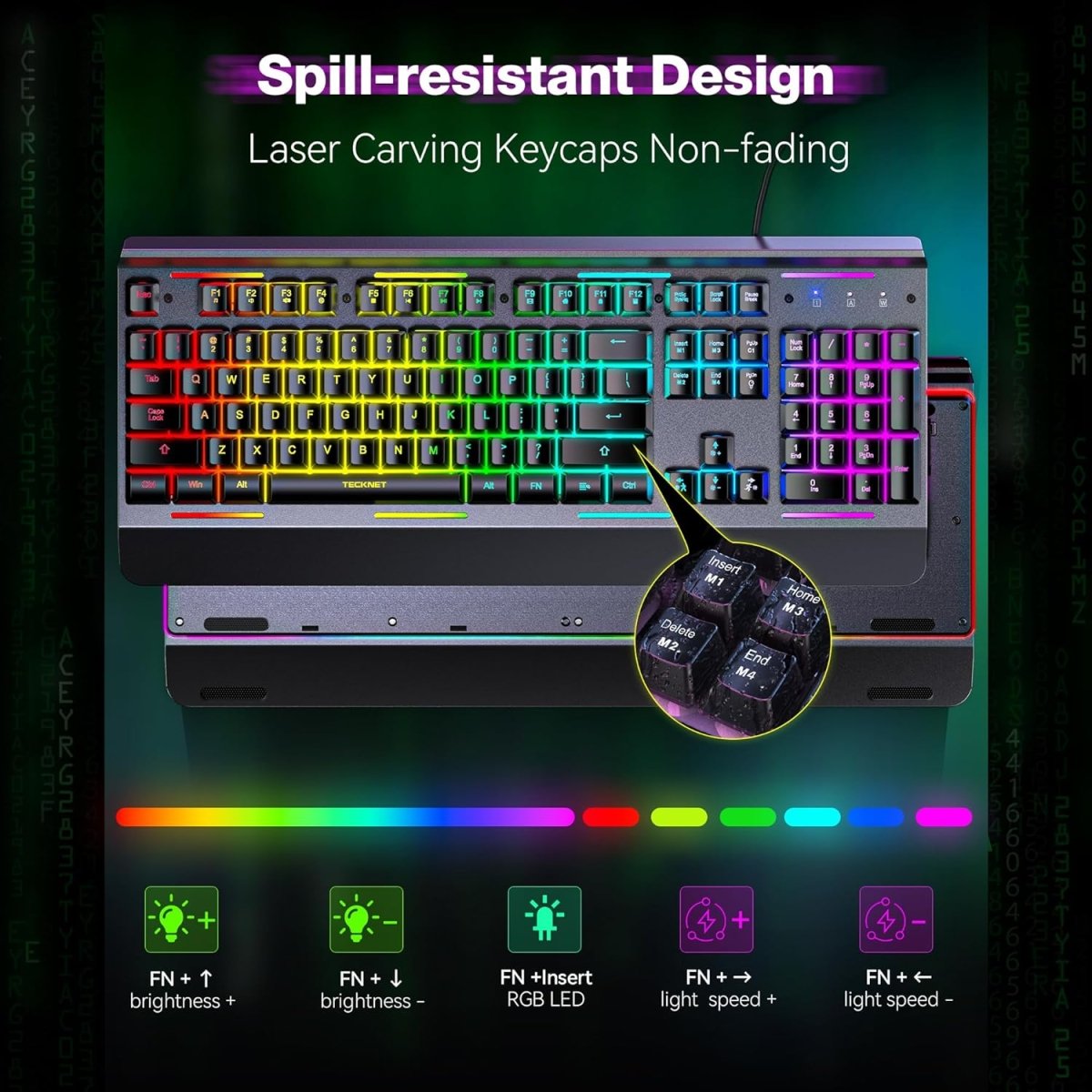 TECKNETTECKNET RGB Gaming Keyboard - [Color/Material] [Main Feature] for [Target Device/Scenario]